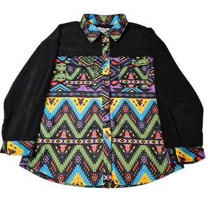 Rowdy Crowd Clothing Womens Large Aztec Southwest Button Down Shirt Colorful Top